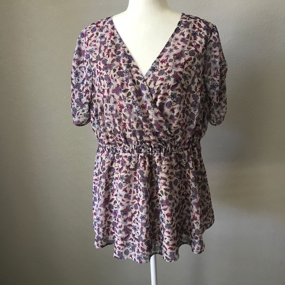 Torrid Lavender Floral Print Chiffon Babydoll Top - Picture 2 of 5